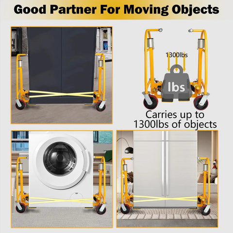 Two-Piece Manual Furniture Handling Equipment Set, Aluminum Heavy Duty Cart With 1320 Lb Load Capacity, shown moving appliances