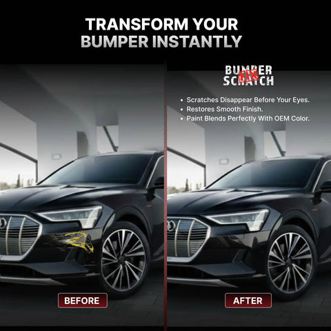 Image showing before and after use of All In One Car Bumper Scratch Remover Kit That Fixes Paint Transfer Scuffs And Light Scratches