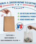 Brown Paper Bags 8x4.25x10.5 Inch 20 Pack With Handles Eco Friendly Kraft Gift Bags vs plastic bags infographic