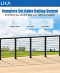 Kickass All In One Cable Railing Post Kit With Swageless Tensioners Heavy Duty Handrails And Four Hundred Feet Of Stainless Steel Cable Completely Loaded Rig For Your Backyard Projects displayed on a grassy deck.