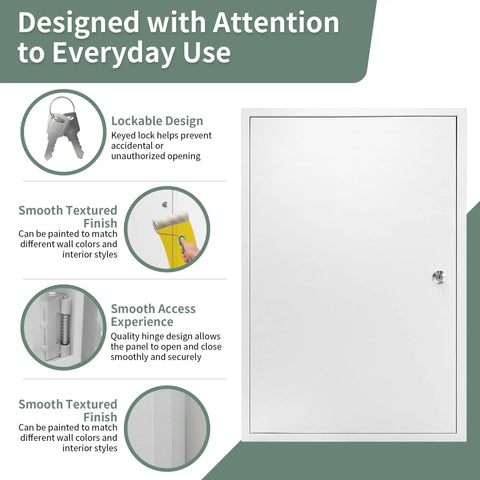 Top Grade Flush Mount Access Panel For Drywall Walls 24X36 Inch Hidden Steel Door Featuring No Sweat Setup And A Barely Visible Seam For Stress Free Home Repairs with smooth textured finish and lockable design