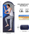 Lightweight Three Season Camping Sleeping Bag For Adults And Kids With Compression Sack Ultra Compact Backpacking Gear