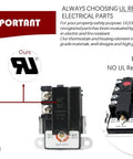 Water Heater Thermostat Set with Upper and Lower Elements for Electric Heaters, Non-Simultaneous 120V-480V, 90F-150F