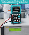 2 In 1 Programmable Power Supply And Multimeter With Data Memory And USB Charging For Electronics Hobbyists displayed in a lab
