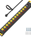 Heavy Duty 12-Outlet Metal Power Strip With Individual Switches, Wide Spacing For Bulky Plugs, 9 Ft Cord, 1020J Surge Protector