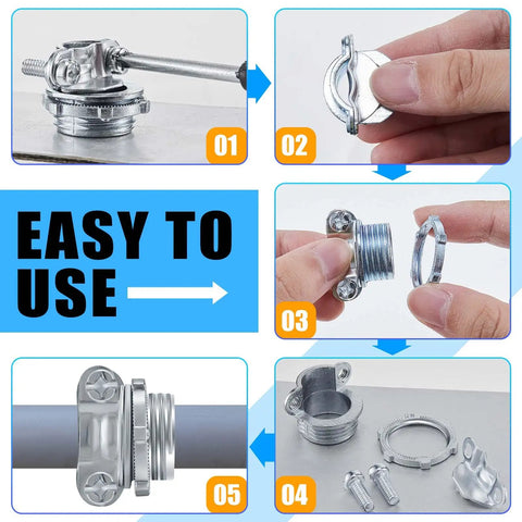 Installation steps for Bulk 50 Pack Three Quarter Inch Cable Connectors Clamp Type Conduit Clamp For Electrical Wires