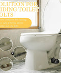 Two Cat Shaped Toilet Bolt Caps Ceramic Screw Covers For Bathroom Decor, 2 Pack Black installed on toilet bolts in restroom.