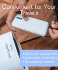 EvaCHILL Portable Air Conditioner Compact Personal Evaporative Cooler And Desk Fan connected to power bank outdoors