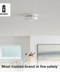 Ceiling-mounted 2 In 1 Smoke And Carbon Monoxide Detector With Z Wave For Ring Alarm Base Station Battery Powered White