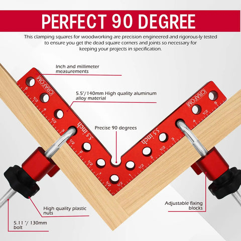 Corner Clamp For Woodworking 90 Degree Right Angle Clamp Set Of Eight Aluminum Alloy With Box showing 5.5 inch clamp
