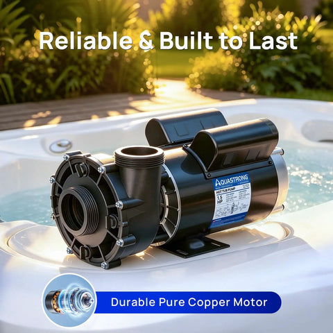 Built Tough 1.5HP Dual Speed Spa Pump Featuring Slick 48 Frame Motor Design And Kickass Water Flow With Zero Sweat Quick Swap Install For Ultimate Hot Tub Vibes on hot tub.