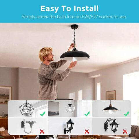 Six Pack Motion Sensor LED Light Bulbs Auto On Night Light With Ultra Sensitive Detection 30 To 45 Second Timed Glow in hanging lamp, E26/E27 socket