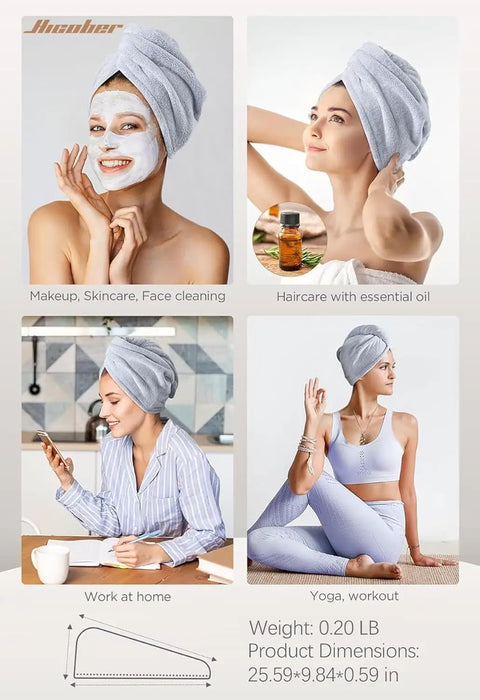 Go To Rapid Dry Microfiber Hair Towel Wraps For Women Three Pack Turban Style used during skincare and yoga routines