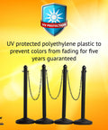 Smooth Operator Black Plastic Chain Barrier For Crowd Control And Steady Line Management Easy Roll Security Divider Two Inch Links Fifty Feet Long For Large Crowds with UV protection features.