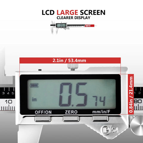 6 Inch Rechargeable Digital Caliper With Stainless Steel Vernier Micrometer, Large LCD Display, Type C Fast Charge