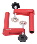 Two Pack Bench Dog Clamps, Aluminum Alloy Hold Down Table Vises For Woodworking, Delivers 600 Lb Clamping Pressure shown in red