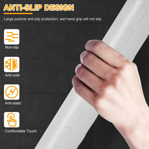 Foldable Toilet Grab Bar 29.5 Inch With Flip Up Design Safe Handicap Rail For Bathroom showing anti-slip grip with hand holding