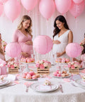 8 Sets Pink Hot Air Balloon Centerpieces Kit With 8 Inch Paper Lanterns Wooden Crates Bamboo Sticks And Satin Bows For DIY Wedding Bridal Shower Bachelorette Party Or Birthday Tablescape