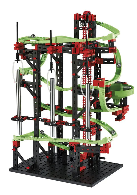 Dynamic M Set With 515 Parts For Four Buildable Models, Rotary Funnel, Sound Tubes, Cross Over, Five 90 Degree Curves, Steel Balls For Melodic Tones, Manual Chain Lift, A Solid STEM Toy Your Kids Will Totally Love, multicolor marble run