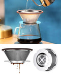 Stainless Steel Pour Over Coffee Dripper Cone 1 To 3 Cup, Reusable Paperless Metal Filter, Easy Clean, Fits Most Cups