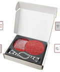 Floating Tensegrity Table In Red, CNC Machined Aluminum Construction, assembly kit with tools in protective packaging.