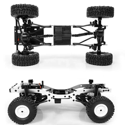 Underside and side view of RC Rock Crawler WPL C24 RTR 1/16 Scale Pickup Truck With LED Lights 2.4GHz 4X4 Off Road All Terrain RC Car