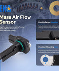 Mass Air Flow Sensor MAF Replacement For Subaru Forester Impreza Legacy Outback 2008 2009 2010 2011 2012 2013 2014 2015 2016 2017 2018 2.0L 2.5L Engines black plastic sensor with mounting hole and 5-pin connector
