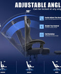 All Day Comfy Ergonomic Gaming Chair With Footrest And Recline Headrest And Lumbar Support Linkage Armrests Heavy Duty 350 Lbs Capacity High Back Office Chair For Home Use Black showing adjustable angle feature