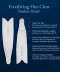 Freediving Fins With Full Foot Design For Secure, Comfortable Fit, Non Vented Blade Delivers Beefed Up Propulsion For Efficient Underwater Movement, Clear Finish For Snorkeling And Spearfishing, Size 39 To 40 alongside detailed product specifications.