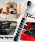 Universal 10 Inch 45 Pound Gas Strut Lift Supports For Truck Toolbox Lids Heavy Duty Quick Swap Kits shown in use for lifting lids.