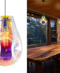 Colorful Bubble Glass Island Pendant Light 1 Light For Kitchen And Dining over wooden table in dining room
