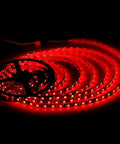 Waterproof 16.4ft RGB LED Strip Lights 5050 Color Changing Rope Lights For Bedroom Decor And Holiday Parties, 300 LEDs On Black PCB glowing red