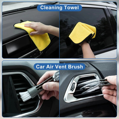 Windshield Cleaner Tool And 13 Piece Car Interior Cleaning Kit With Detailing Brushes Interior Cleaner Gel And Dash Vent Brushes