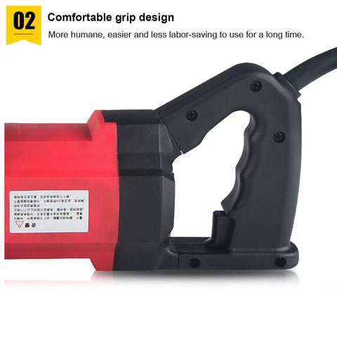 Electric Rebar Cutter Handheld Hydraulic Cut Off Machine, showing ergonomic labor-saving handle design in close-up view.