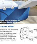 Durable Cooler Replacement Parts Kit With Plastic Hinges And Drain Plug Assembly For 1 Inch Shaft Length, 1 And 2 Pack, Part Number R5214D607G, Compatible With Various Cooler Models, Easy DIY Repair; cooler with installed hinges and open lid