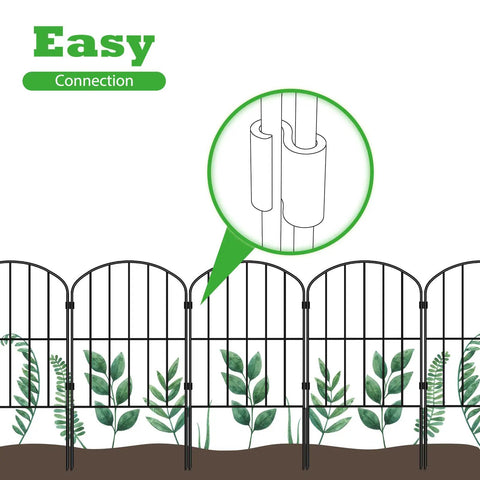 Arched Decorative Garden Fence Panels 10 Pack, 10ft Long By 24in High, Rustproof Metal Wire Border For Dogs And Pets, with interlocking design
