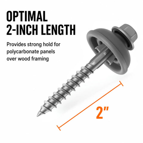 Heavy Duty Polycarbonate Self Drilling Wood Screws Two Inch Outdoor Fasteners With Sealing Dome Washers For Fence And Deck Building Rock Solid Hold No Sweat Install Weatherproof And Rust Resistant Fifty Count with optimal 2-inch length and sealing cap.
