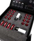Beefy Aluminum Locking Lug Nuts 20-Piece Set M12x1.25 in box, aircraft-grade 7075-T6 silver with non-marring sockets visible