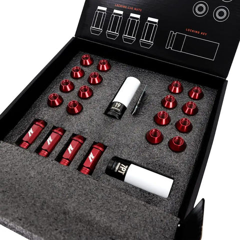 Aluminum Locking Lug Nut Set M12x1.25 With Non Marring Sockets 20 Pieces Conical Seat Design Fits OEM And Aftermarket Wheels Crafted From 7075 T6 Aircraft Grade Aluminum Lifetime Warranty