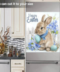 Cute Brown Bunny Egg Easter Magnetic Cover For Refrigerator Door And Dishwasher Front displayed on a kitchen fridge.