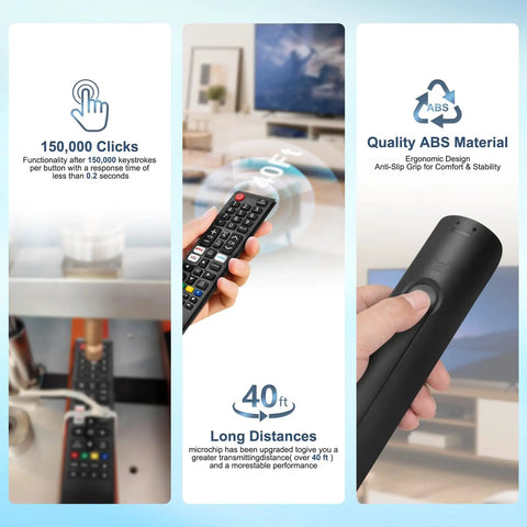 Pack Of 2 Universal Remote Control Replacement For Smart TVs ergonomic grip and long-range use with quality ABS material