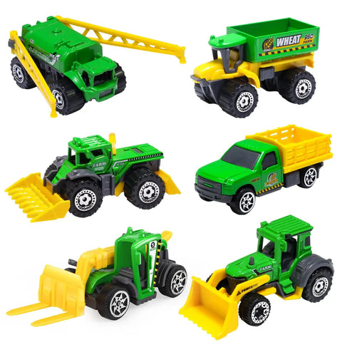Six Piece Diecast Farm Vehicle Toy Set For Kids 3 Years And Up Includes Tractor Harvester Transporter Sprayer Seeder Forklift