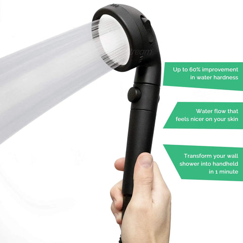 3 In 1 Shower Head System With Ionic Filter Softens Hard Water Boosts Pressure Shows Water Flow Matte Black Wall Adapter Kit