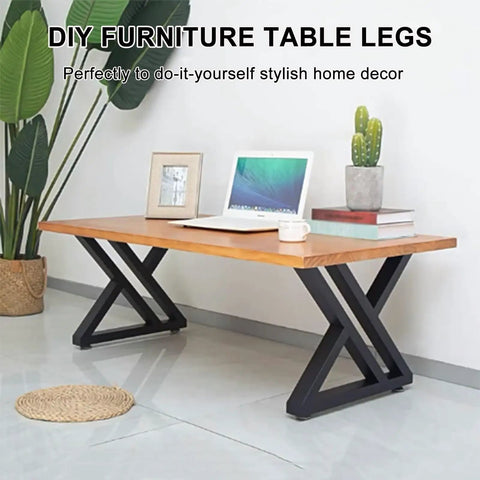 Heavy Duty 28 Inch Metal Table Legs Set For DIY Furniture, 2 Piece Steel Workbench And Computer Desk Legs With Pre Drilled Mounting Brackets