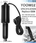 Trim Tab Actuator Beefy Heavy Duty Short Replacement For Boats 12V With Two And A Quarter Inch Stroke Ten Point Eight Inch Overall Length Six Foot Cable Five Sixteenths Inch Mounting Hardware Replaces 15057 001 And 20402 001 depicted with dimensions and specifications.