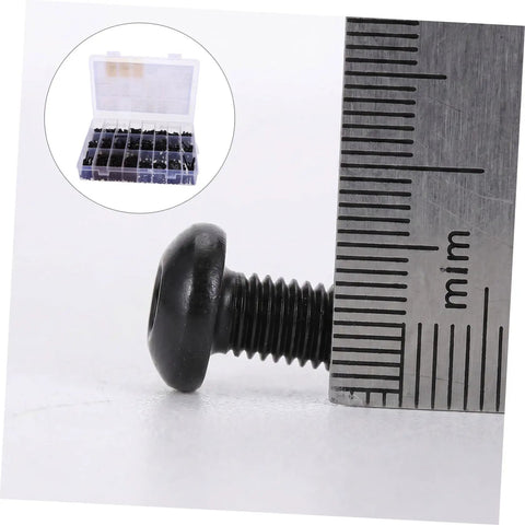 Shop Grade Metric Socket Head Cap Screw Assortment Kit With 1600 Pieces, measured screw showcasing durable carbon steel material.