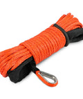 1/4 Inch By 50 Foot Orange Synthetic Winch Rope With Black Protective Sleeve, 10,000 Lb Load Capacity, Heavy Duty Nylon Braided Cable