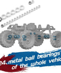 Badass One Twenty Four Scale Rc Crawler With Portal Axles And Two Speed Transmission showing 24 metal ball bearings on a crawler chassis.