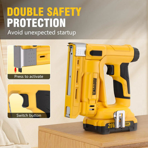 Built Tough 18 Gauge Cordless Brad Nailer And Crown Stapler Kit With 2Ah Battery And Charger, Straight Shooting Zero Hassle Power Tool For Upholstery And Home Diy Projects Plus Two Thousand Fasteners Included
