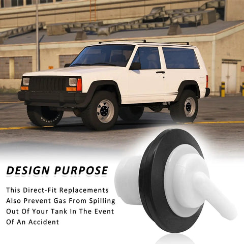 Two Pack Fuel Tank Vent Valve And Grommet Kit For Jeep Wrangler 84-96 with vehicle and vent valve close-up